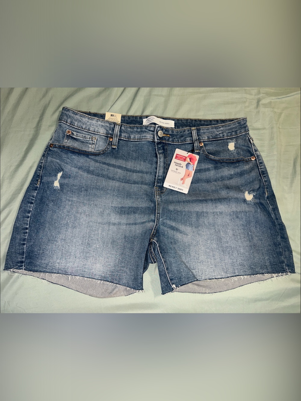Signature by Levi Strauss Distressed Blue Denim Cutoff Shorts